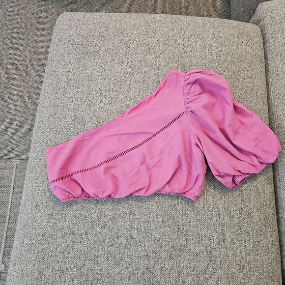 Showpo Women’s Pink One-Shoulder Crop Top W/ Elastic Waist Sz 10 EUC - Picture 7 of 16